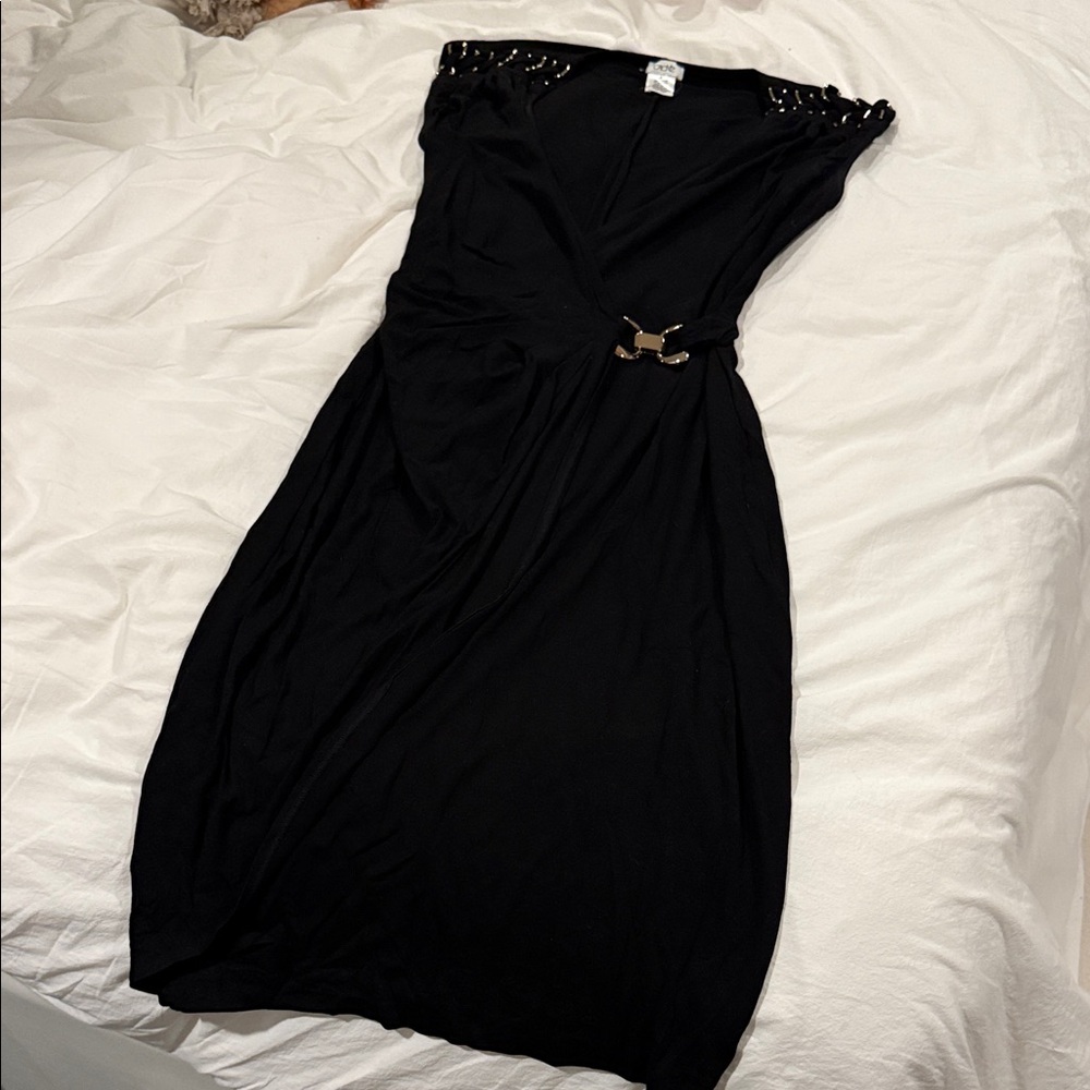 Cache Black Dress with Gold Accents size Small